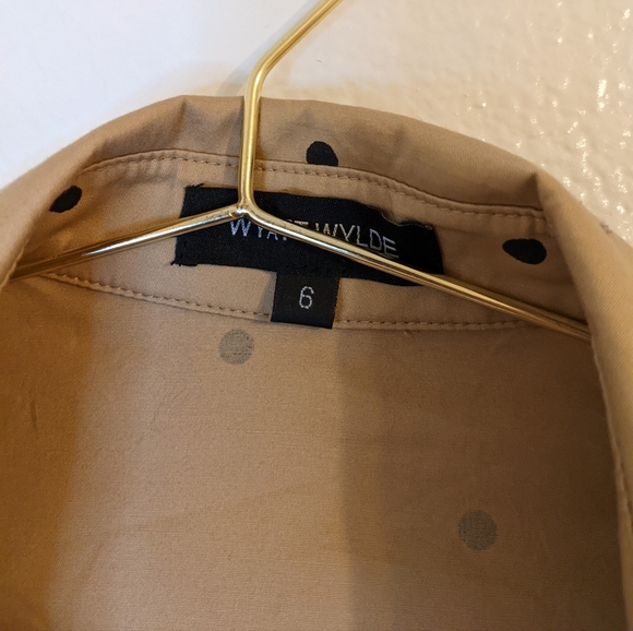 Wyatt Wylde tan and black polka dot midi dress - Picture 3 of 7